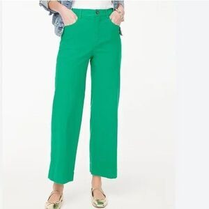 J.CREW High-Rise Wide-Leg Cropped Pant 25 Dublin Green NWD B90